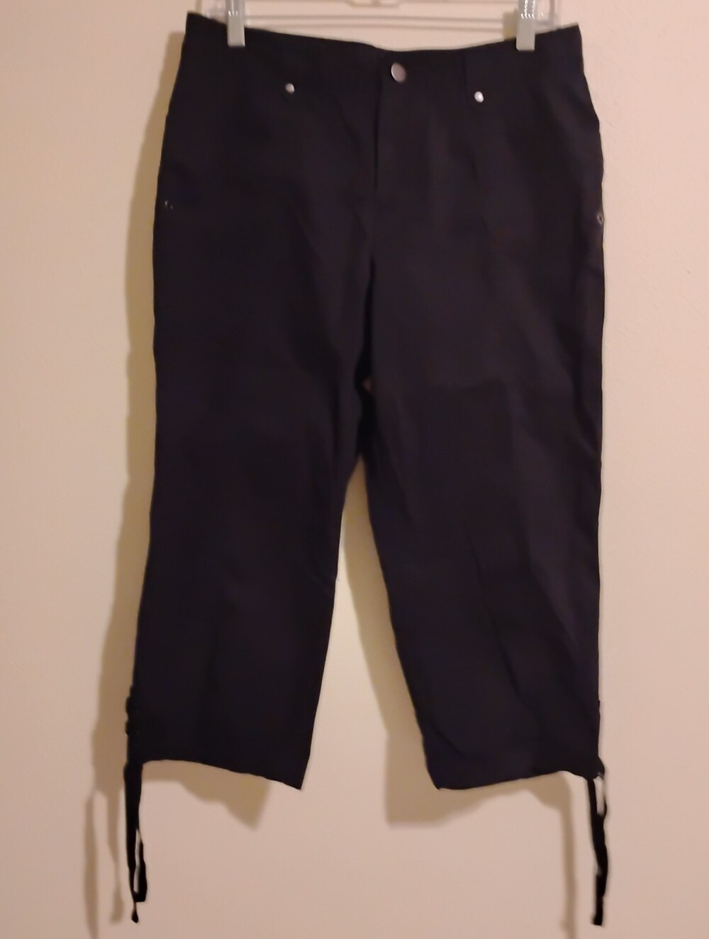 Counterparts Black Cargo Capri Pants with Drawcord Hems